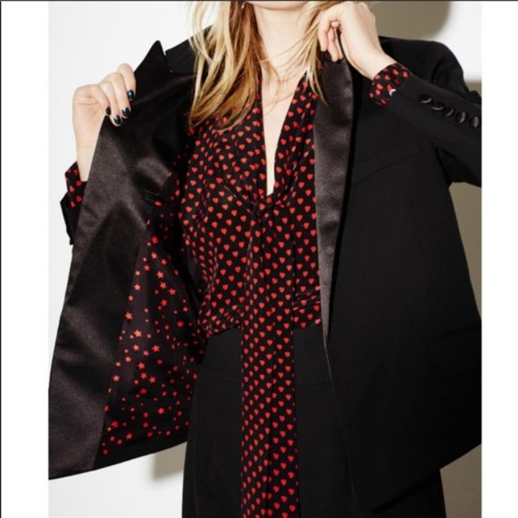 Equipment Kate Moss Wynn Satin Silk Wool Blazer Jacket Womens 10 - Picture 2 of 8